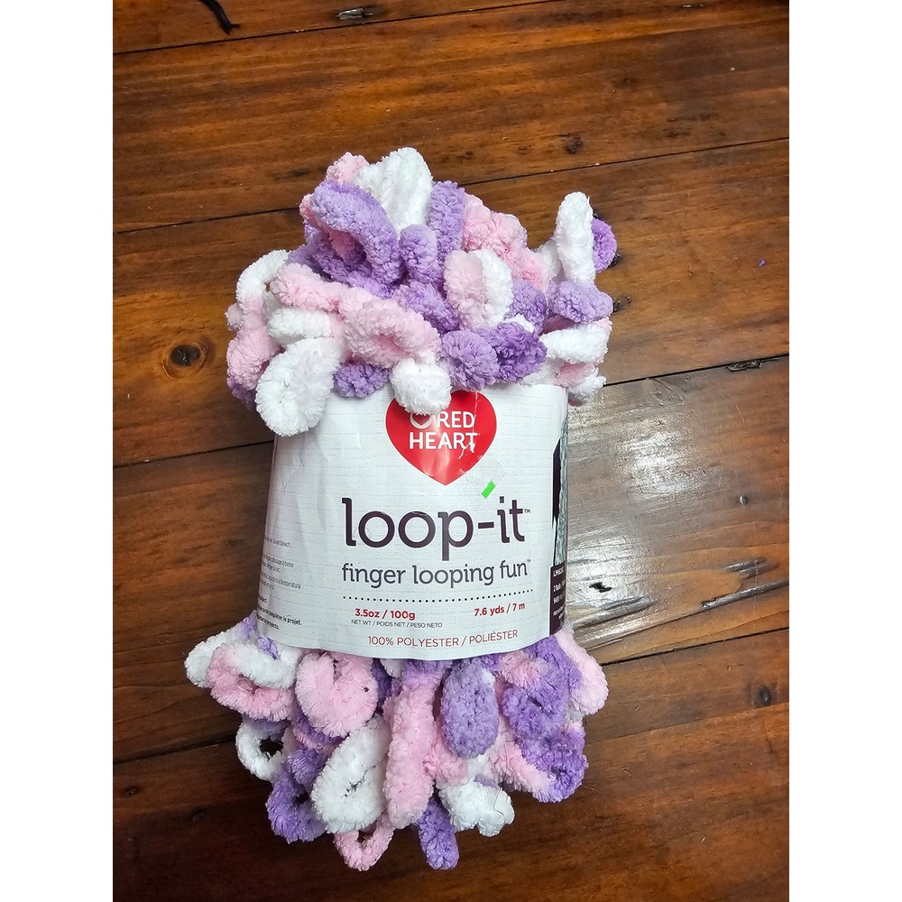 Red Heart Loop-It Finger Looping‎ Yarn Tickle Pink & Purple 3.5oz Jumbo 7 Poly